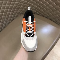 DIOR B22 SNEAKERS BLACK AND WHITE TECHNICAL MESH WITH ORANGE AND WHITE SMOOTH CALFSKIN - DO003