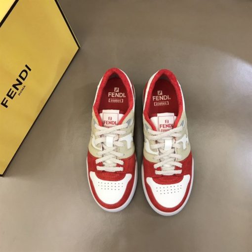 FENDI MATCH RED LEATHER LOW-TOPS SNEAKERS - FDS001