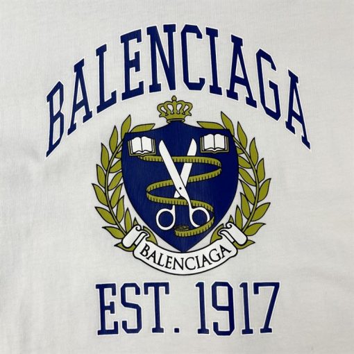 BALENCIAGA COLLEGE T-SHIRT MEDIUM FIT IN WHITE - BAS009