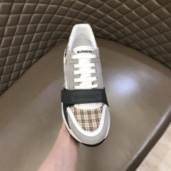 BURBERRY CHECK, SUEDE AND LEATHER SNEAKERS - BBR010