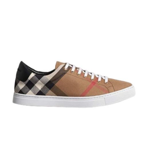 BURBERRY HOUSE CHECK & LEATHER LOW-TOP SNEAKER – BBR013