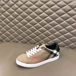 BURBERRY HOUSE CHECK & LEATHER LOW-TOP SNEAKER - BBR013
