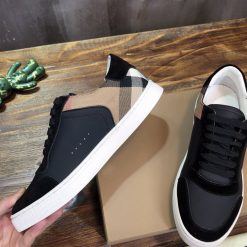 BURBERRY LEATHER AND HOUSE CHECK COTTON SNEAKERS - BBR014