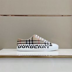 BURBERRY LOGO PRINT VINTAGE CHECK COTTON SNEAKERS IN ARCHIVE BEIGE - BBR023