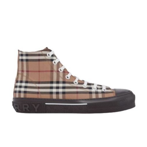 BURBERRY VINTAGE CHECK COTTON HIGH-TOP SNEAKERS – BBR027