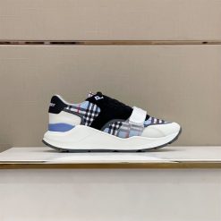 BURBERRY CHECK NYLON, LEATHER AND SUEDE SNEAKERS - BBR031