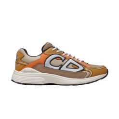 DIOR B30 SNEAKER CREAM MESH WITH ORANGE AND BROWN TECHNICAL FABRIC - DO072