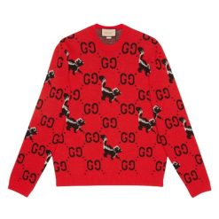 GUCCI GG AND SKUNK WOOL KNIT SWEATER - GCK012