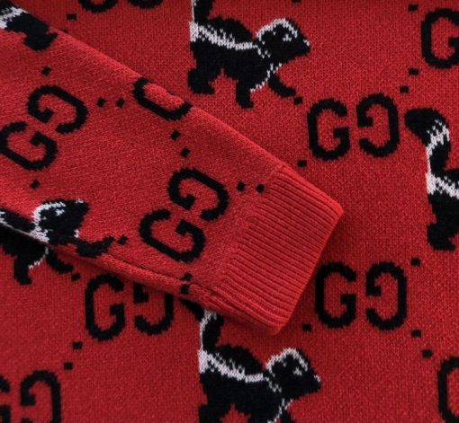 GUCCI GG AND SKUNK WOOL KNIT SWEATER - GCK012