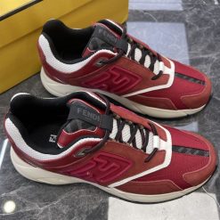 FENDY FASTER TRAINERS BURGUNDY NUBUCK LEATHER LOW TOPS - FDS021