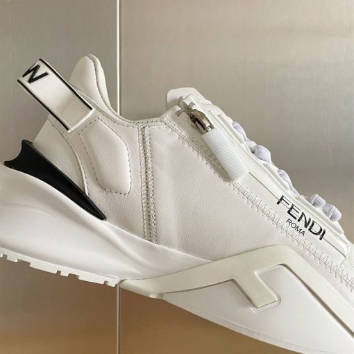 FENDI FLOW WHITE LEATHER LOW TOPS - FDS015