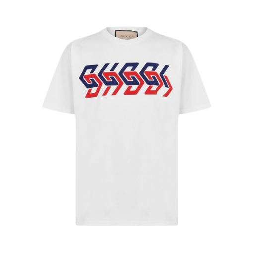GUCCI COTTON JERSEY T-SHIRT WITH GUCCI MIRROR PRINT - GGS016