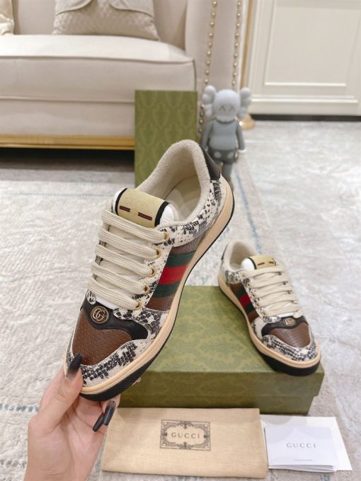 GUCCI SCREENER PYTHON-EMBOSSED LEATHER SNEAKER - GCC108