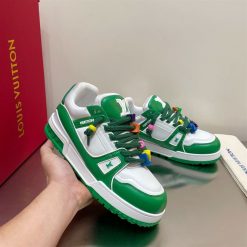 LOUIS VUITTON TRAINER MAXI LOW-TOP SNEAKERS IN WHITE AND GREEN - LVS113