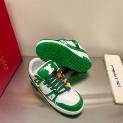 LOUIS VUITTON TRAINER MAXI LOW-TOP SNEAKERS IN WHITE AND GREEN - LVS113