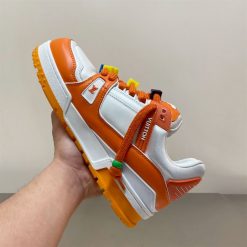 LOUIS VUITTON TRAINER MAXI LOW-TOP SNEAKERS IN WHITE AND ORANGE - LVS115