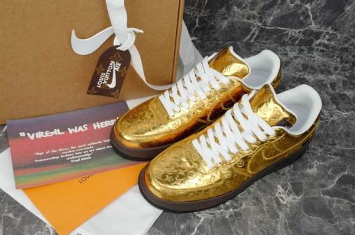 LOUIS VUITTON X NIKE AIR FORCE 1 LOW-TOP SNEAKERS IN GOLD - LVS114