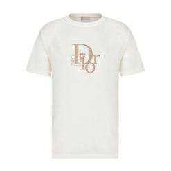 DIOR RELAXED-FIT DIOR BY ERL T-SHIRT WHITE SLUB COTTON JERSEY - DOT021
