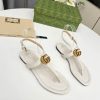 GUCCI WOMEN'S DOUBLE G THONG SANDAL WHITE LEATHER - GSL022