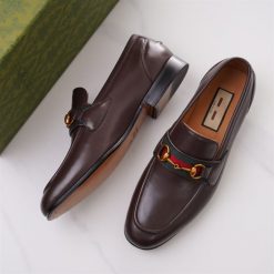 GUCCI BRIXTON WEB LOAFER IN LEATHER WITH HORSEBIT - GL009