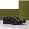 GUCCI BRIXTON WEB LOAFER IN LEATHER WITH HORSEBIT - GL012