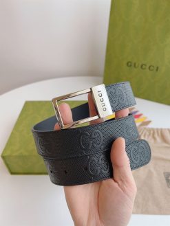 GUCCI GG BELT WITH RECTANGULAR BUCKLE - GB044