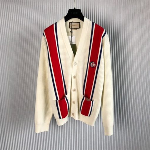 GUCCI KNIT COTTON CARDIGAN WITH PATCH - GCK043